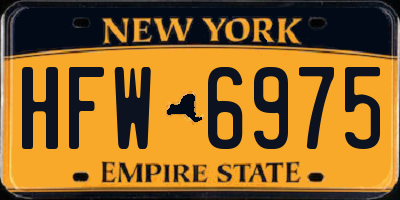 NY license plate HFW6975