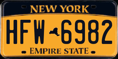 NY license plate HFW6982