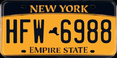 NY license plate HFW6988