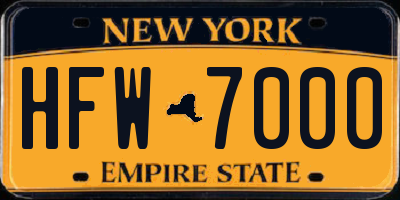 NY license plate HFW7000