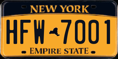 NY license plate HFW7001