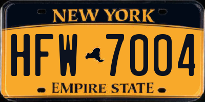 NY license plate HFW7004