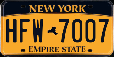 NY license plate HFW7007