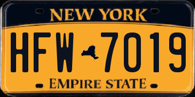 NY license plate HFW7019