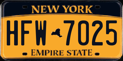 NY license plate HFW7025