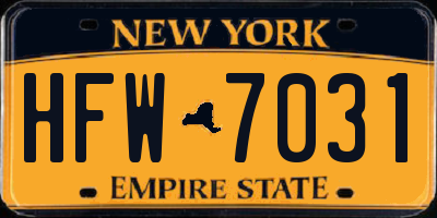 NY license plate HFW7031