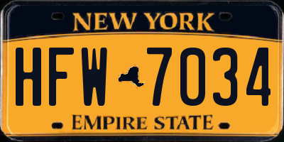 NY license plate HFW7034