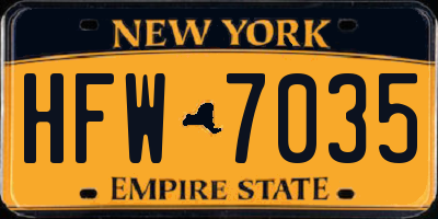 NY license plate HFW7035