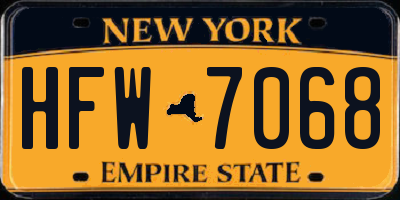 NY license plate HFW7068