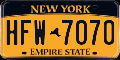 NY license plate HFW7070