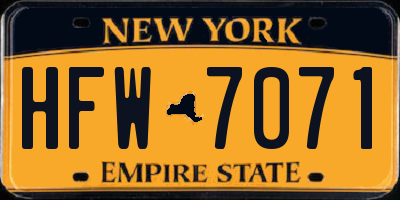 NY license plate HFW7071
