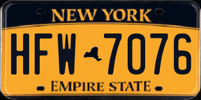 NY license plate HFW7076