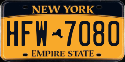 NY license plate HFW7080