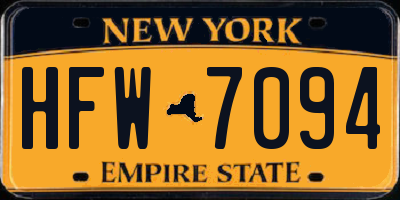 NY license plate HFW7094