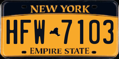 NY license plate HFW7103