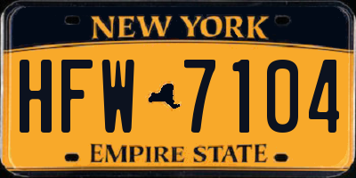 NY license plate HFW7104