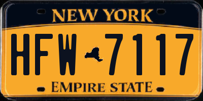 NY license plate HFW7117