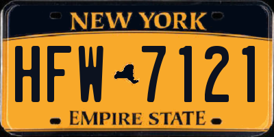 NY license plate HFW7121