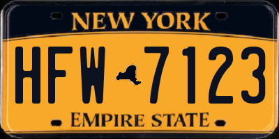 NY license plate HFW7123