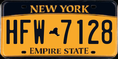 NY license plate HFW7128