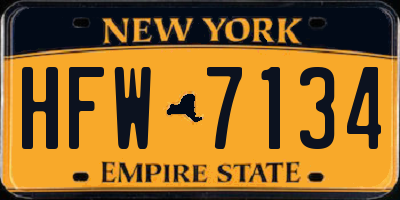 NY license plate HFW7134