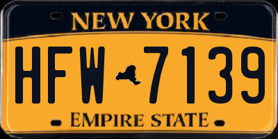 NY license plate HFW7139