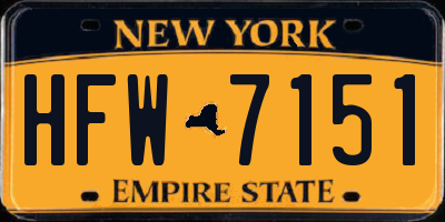 NY license plate HFW7151