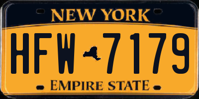 NY license plate HFW7179