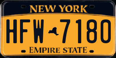 NY license plate HFW7180