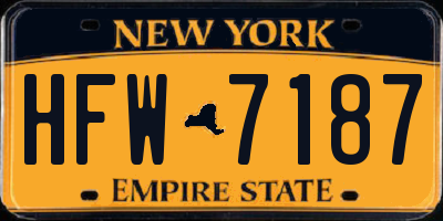 NY license plate HFW7187