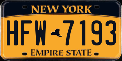 NY license plate HFW7193