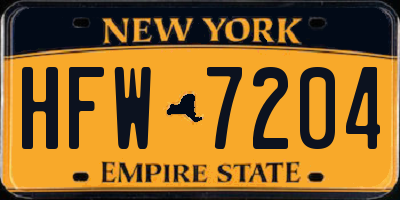 NY license plate HFW7204