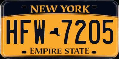 NY license plate HFW7205