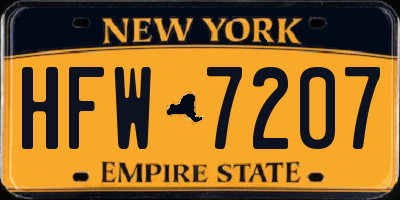 NY license plate HFW7207