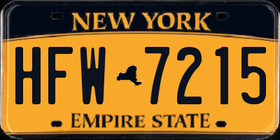 NY license plate HFW7215