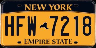 NY license plate HFW7218