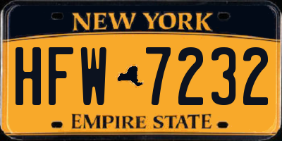 NY license plate HFW7232