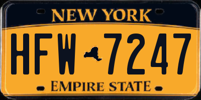NY license plate HFW7247