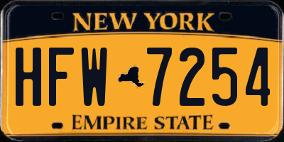 NY license plate HFW7254
