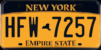 NY license plate HFW7257