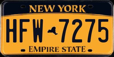 NY license plate HFW7275