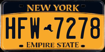 NY license plate HFW7278