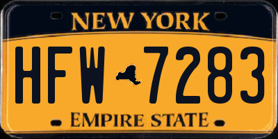 NY license plate HFW7283