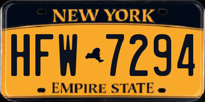 NY license plate HFW7294