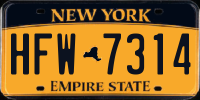 NY license plate HFW7314