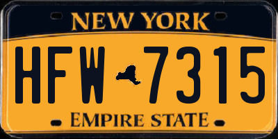 NY license plate HFW7315