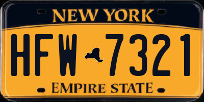 NY license plate HFW7321