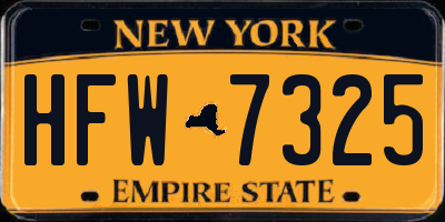 NY license plate HFW7325