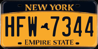 NY license plate HFW7344
