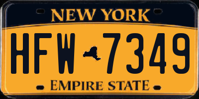 NY license plate HFW7349